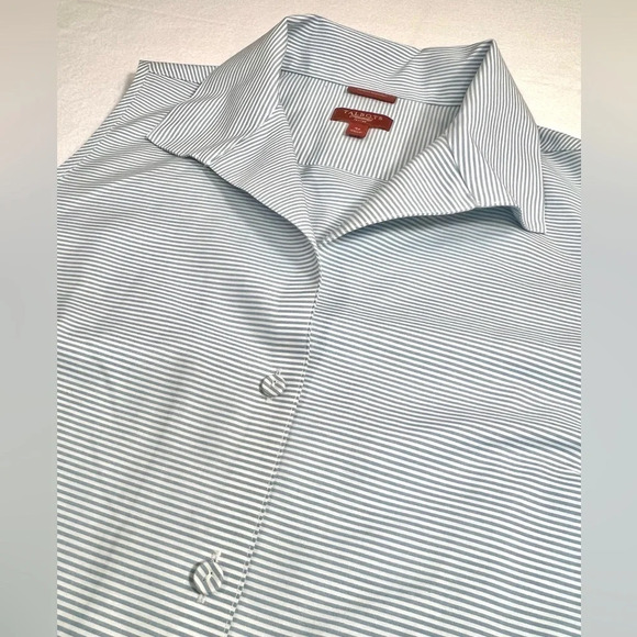 TALBOTS Women’s Haberdashery Petites Sleeveless Blue Stripe Button‎ Down Size 4P - Picture 9 of 13